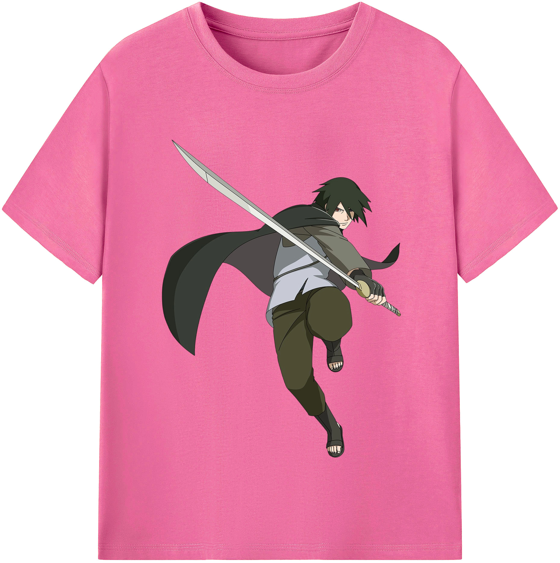 （画像用） NARUTO -ナルト- うちは サスケ Uchiha Sasuke レディースカジュアルプリントTシャツ（綿100％）